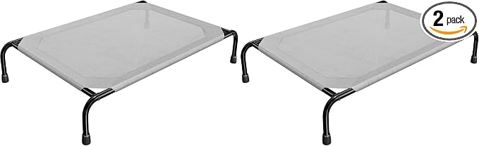 Simple Trending Raised Dog Bed for Large Dogs, Waterproof XL Dog Cot, Outdoor Cooling Elevated Pet Bed Load 200lb, 47.75" x 30.5", Grey (Pack of 2)