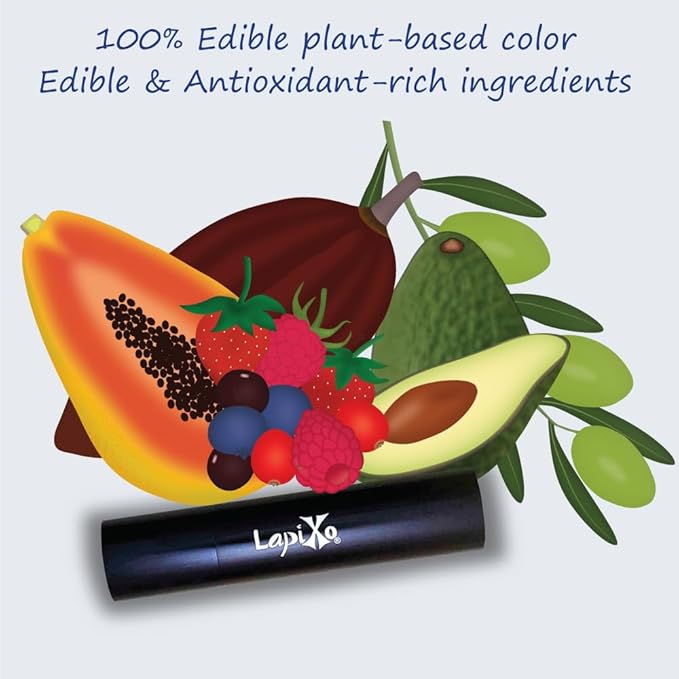 LAPIXO 100% Plant-based Color Lipstick, Unique Formula, Natural + Moisturizing | Non-Toxic, Antioxidant-rich, All Food Ingredients, Natural Matte Vibrant Color, 4.4g/0.15oz (Pomegranate color)