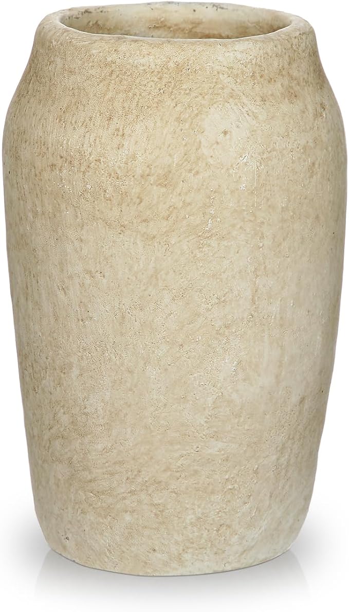 Briful Rustic Vase for Farmhouse Tabletop Decor, 6.8" Small Ceramic Vase, Distressed Antique Earthenware Vase for Modern Farmhouse, Bookshelf Kitchen Counter Mantle Shelves Bedroom Home Office Decor