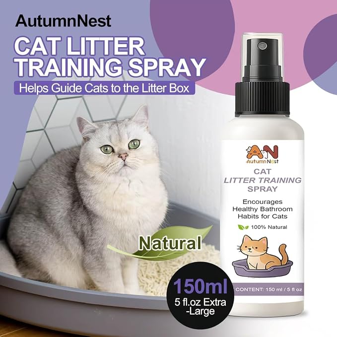 Cat Litter Training Spray, 150ml Litter Box Attractant for Cats & Kittens | Natural attractant helps guide cats and kittens to the litter box for easier training, retraining, and new-home transitions.