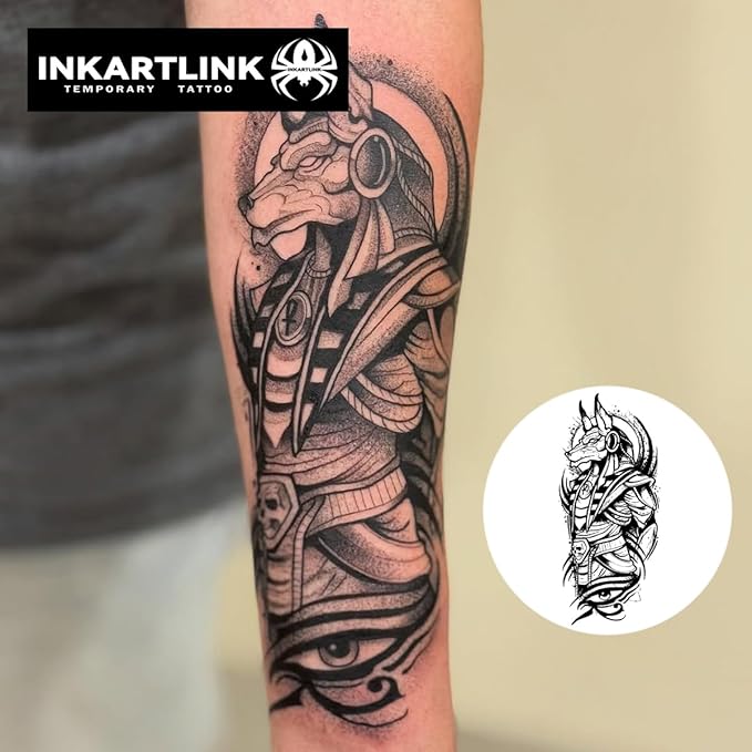 INKARTLINK Temporary Tattoo, 15-day Tattoo, Suitable for Men's Arm Tattoo, Waterproof and Non-reflective, Unique Design (Wolf Dog)