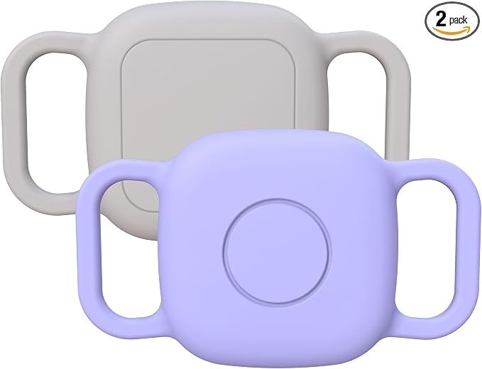 Waterproof Dog Collar Holder for Tile Mate 2024/2022 Tracker, 2 Pack Soft Silicone Case for cat pet Necklace, Anti-Scratch & Lightweight Protective Cover Accessories for Tile Tracker (Purple/Gray)