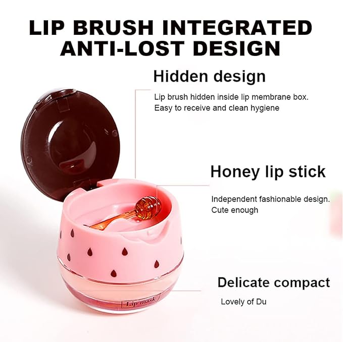 FYEBOO Fruit Lip Mask Set with Honey & Vitamin E, Moisturizing Overnight Treatment, Effective Reduces Lip Lines Prevention Dry and Cracked (4 Flavors)