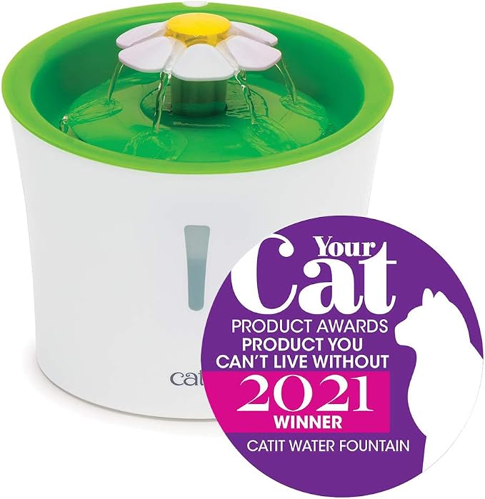 Catit Flower Fountain with Triple Action Filter,Cat Drinking Water Fountain,3 L,Green,(Pack of 6)