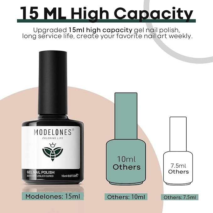 modelones Green Gel Nail Polish Emerald Dark Polish Soak Off Forest Green valentine Gel Nail Polish Nail Manicure Gifts 15 ML