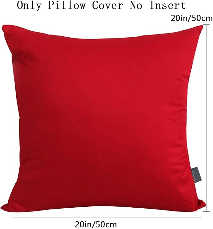 Thmyo 4-Pack 100% Cotton Comfortable Solid Decorative Throw Pillow Case Square Cushion Cover Pillowcase Sublimation Blank Pillow Covers DIY Throw Pillowcase for Couch Sofa Bed(20x20inch/50x50cm,Red)