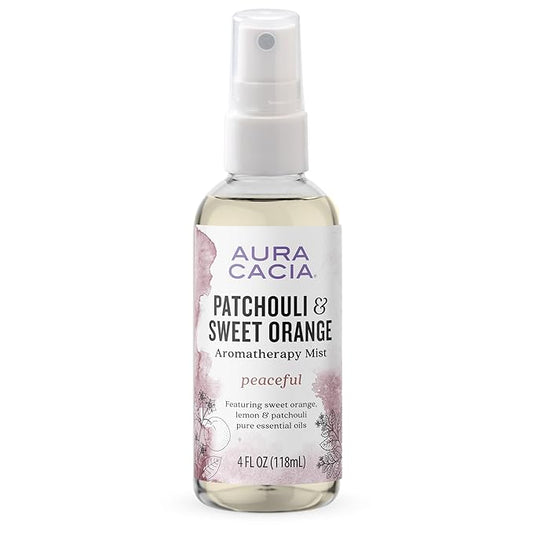 Aura Cacia Patchouli and Sweet Orange Aromatherapy Mist - Body and Room Spray with Pure Essential Oils for Refreshing, Soothing Aromatherapy | 4 Fl Oz (Pack of 1)
