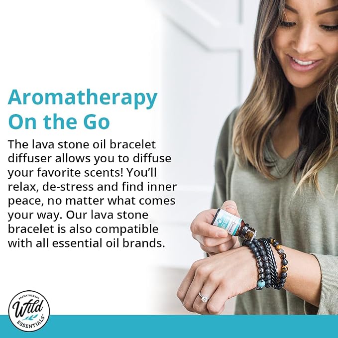 Wild Essentials Tiger Eye Lava Stone Essential Oil Diffuser Bracelet, Expandable up to 8 inches, Aromatherapy Jewelry for Women and Men