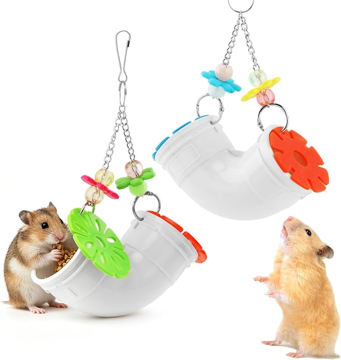 2-Pack Rat Enrichment Toys,Interactive Slow Feeder Puzzle Toys Set for Mice and Parakeets,Hanging Foraging Feeders with 2 Styles, Wide Opening for Various Treats
