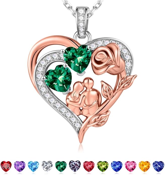 Iefil Valentines Day Gifts for Her - 925 Sterling Silver Birthstone Necklace for Women, Anniversary Birthday Gifts for Wife Girlfriend Mom
