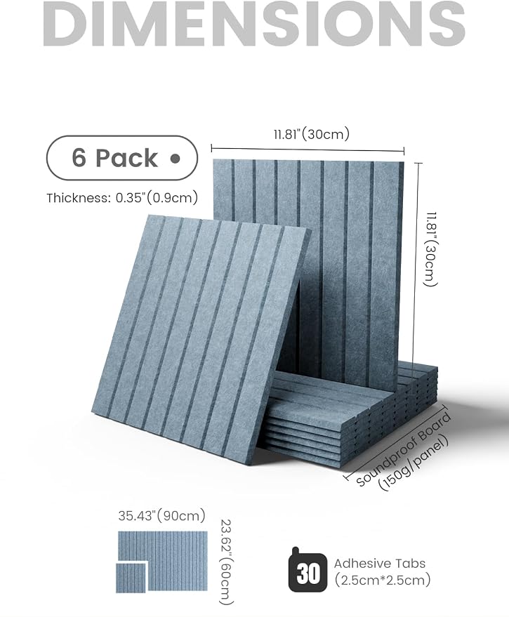 Fluxynara 36" x 24" Large Felt Bulletin Board, Dusty Blue | 6 Pack Cork Board Alternative with 30 Safe Adhesive Tabs, Felt Pin Boards for Wall Decor, Home, Office, Classroom, Dorm