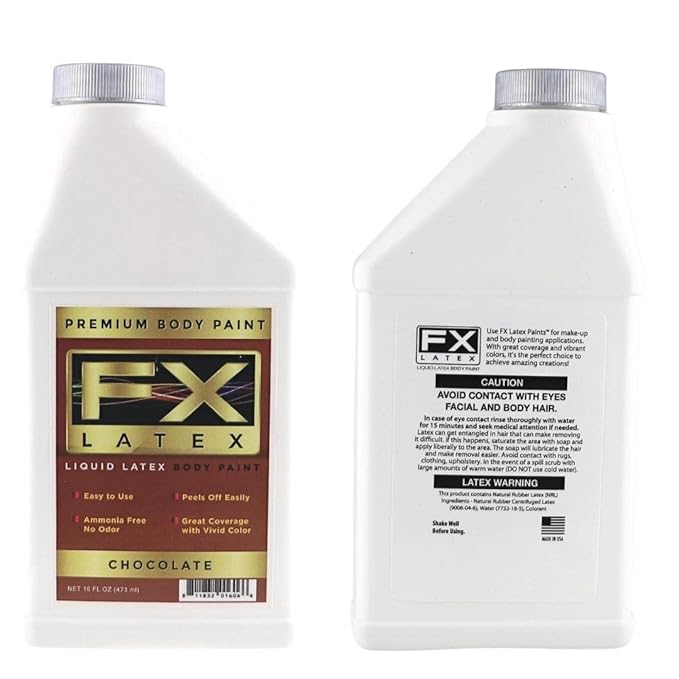 Liquid Latex - Face and Body Paint, Ammonia Free, Easy On and Off, Cosplay Makeup, Create Professional Monster, Zombie Arts 16 Oz (Chocolate)