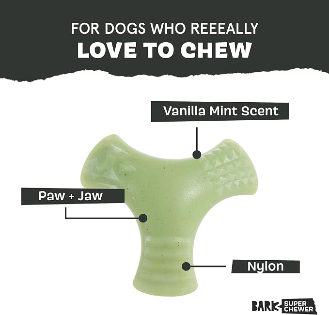 BarkBox Chopper Super Chewer - Toy for Large Dogs | Durable Dog Toy for Aggressive Chewers - Vanilla Mint Scented Chew