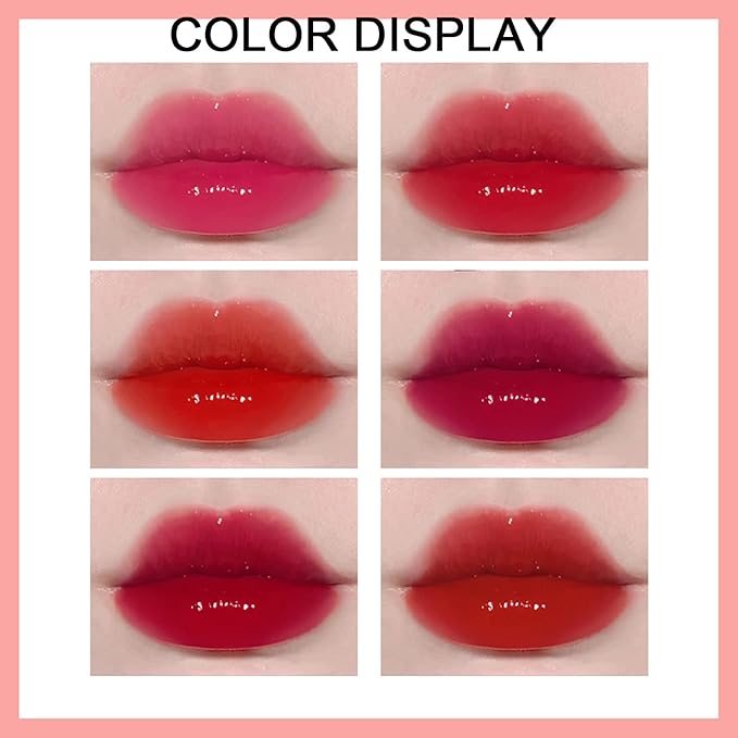 6 Colors Lip Tint Stain Set, Lip Gloss for Women, Mini Liquid Lipstick, Moisturizing Natural Korean Lip Gloss Set, Lip Stain Long Lasting Waterproof, Non-Stick Cup, High Pigment, Lip Makeup