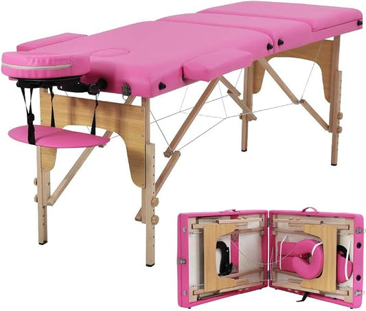 BestMassage Massage Bed Portable Massage Table 24 inch Wide Lash Bed Height Adjustable 3 Folding Spa Table with Non-Woven Bag for Spa Footmassage Facial CareSpa Tattoo