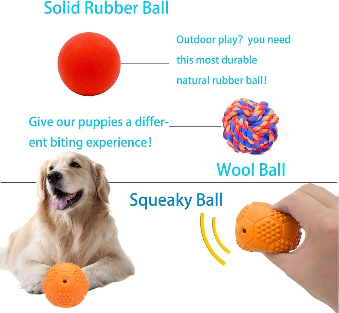 Volacopets 5 Different Functions Interactive Dog Toys, Puzzle Toys, Dog Balls for Medium Large Dogs, Dog Squeaky Balls, Food Treat Dispensing Toys