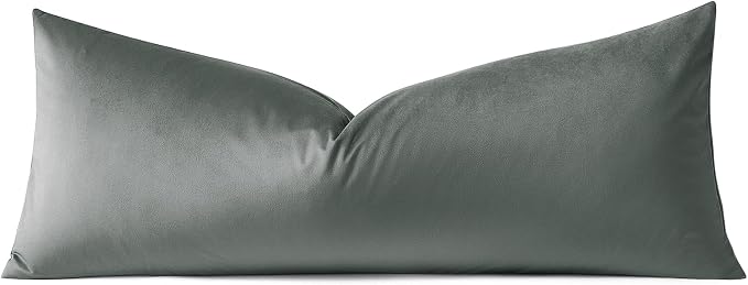 Artscope Luxury Velvet Lumbar Pillow Cover Super Soft Decorative Rectangle Throw Pillow Covers Case Cushion Covers for Sofa Couch Bedroom Car Decor 14x36 Inch Dark Grey
