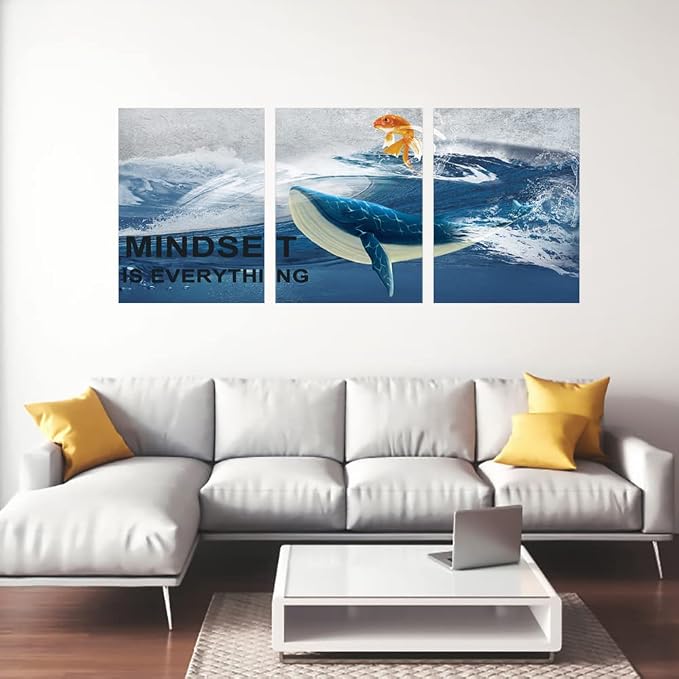 Inspirational Canvas Paintings 3 Panels Motivational Wall Art Inspirational Wall Art Entrepreneur Quotes Artwork Painting Picture for Framed Office Home Decoration Living Room Bedroom 60" W x 28" H