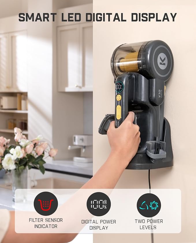 Fanttik Fold V10 Ultra Deluxe Handheld Vacuum Cordless, 17kPa Suction Power, Charging Base, Pivot Nozzle, Up to 35 Mins Runtime, Smart LED Display, Cordless Dustbuster Vacuum for Home, Car