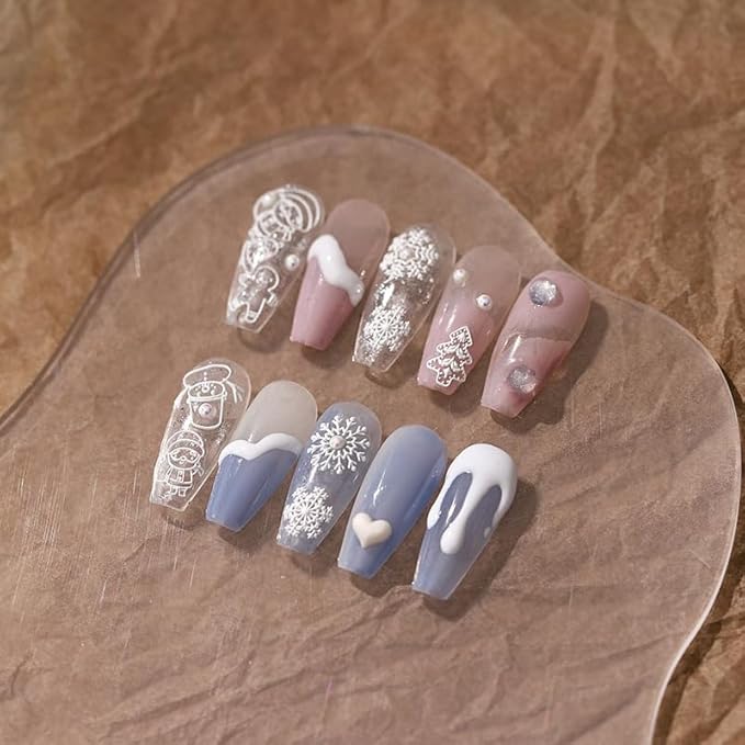 Christmas Nail Stickers for Nail Art, 5D Self-Adhesive Snowflake Pearl Nail Decals, Nail Supplies Nail Art Design Accessories for Women and Girls Manicure DIY Decoration