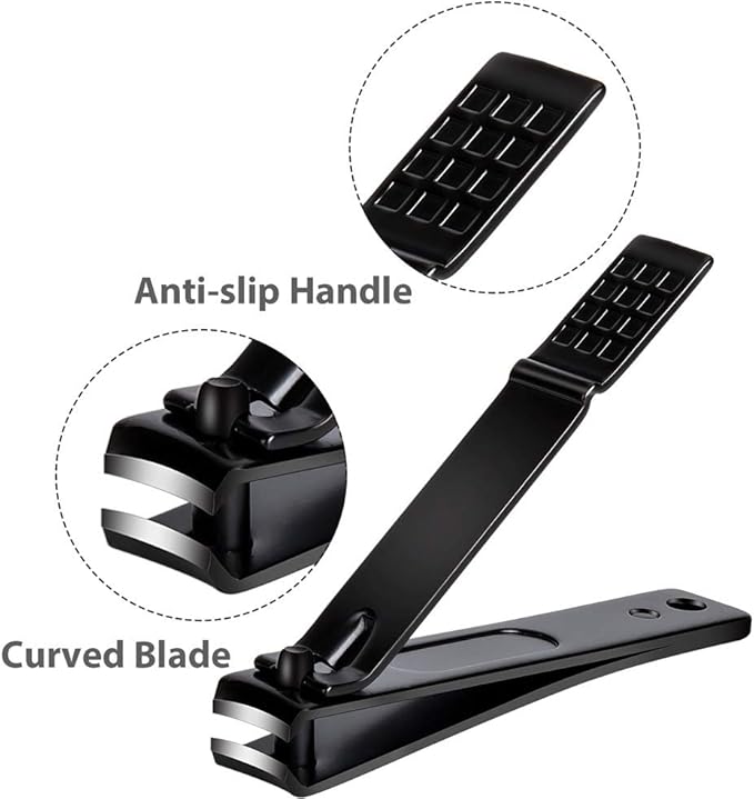 Nail Clippers Set, Sharp Stainless Steel Fingernail and Toenail Clippers, Nail Clippers for Thick Nails or Ingrown Nails, Perfect 3 PCS Black Nail Cutter for Men and Women.