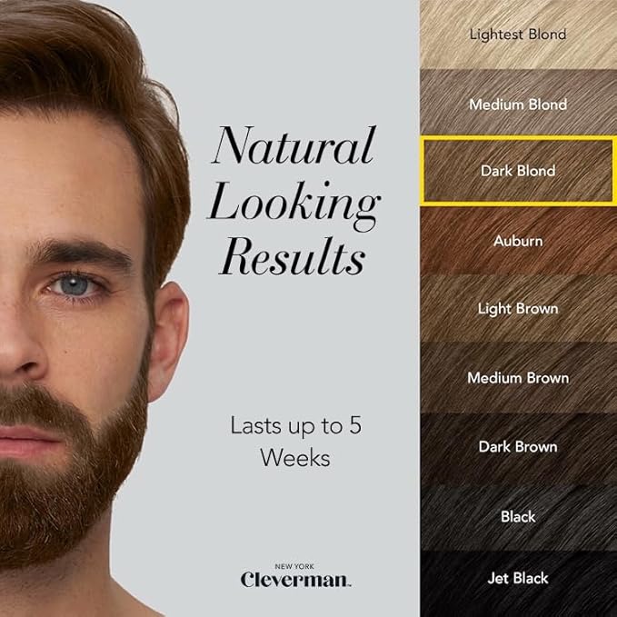 2X Reusable Hair & Beard Dye for Men – Dark Blond | Up to 10 Uses, 7 Minutes | Natural Gray Coverage, No-Drip Cream with SkinArmour® – Cleverman