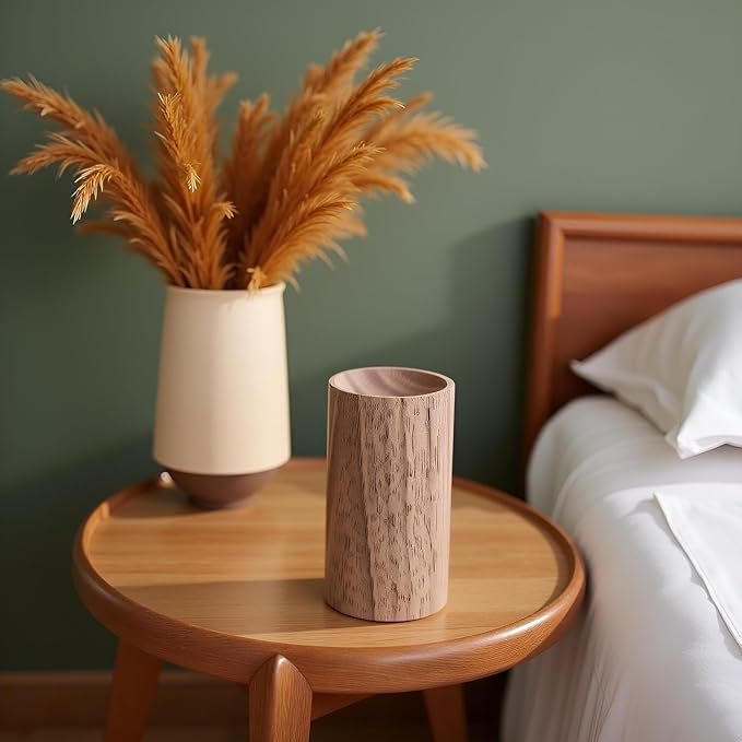 Brown Walnut Small Wood Essential Oil Diffuser,Wooden Aromatherapy Round Office Home Car Diffuser for Essential Oils Aromatherapy Diffusers Health and Household,Interior Accessories