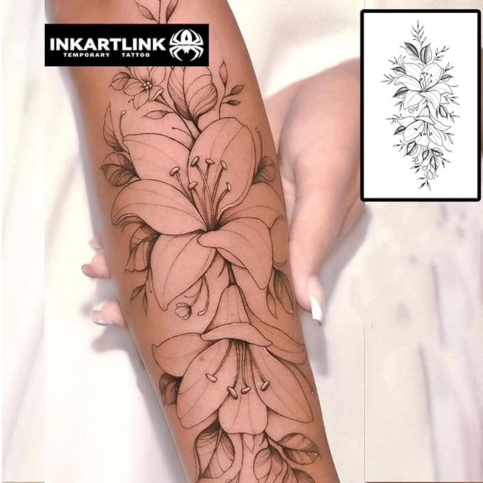 INKARTLINK Semi Permanent Tattoo, 15-day Temporary Tattoo, Flower Tattoo for Women, Waterproof and Anti-reflective, Exquisite Packaging, Unique Design (Flowers 7)