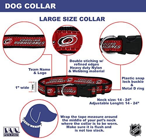 NHL Carolina Hurricanes Collar for Dogs & Cats, Large. - Adjustable, Cute & Stylish! The Ultimate Hockey Fan Collar!