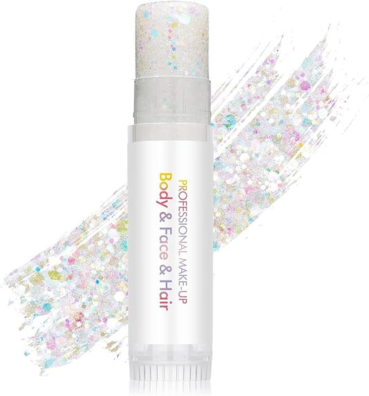 Rainbow Body Glitter Stick, Holographic Sequins Face Glitter Neon Outfit Singer Concert Music Rave Festival Party Accessories Hair Glitter Gel.