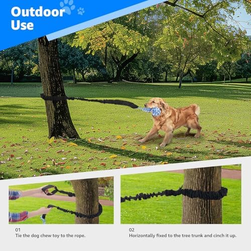 LOOBANI Outdoor Bungee Tug Toy, Interactive Dog Door/Tree Hanging Toys