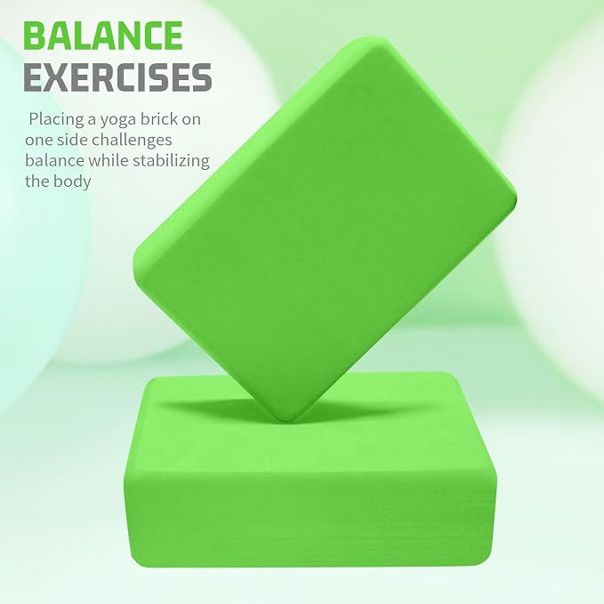 Yoga Blocks 2 Pack 3x6x9IN Foam Block Supportive Latex-Free with Rounded Edges, Non-Slip Exercise Blocks for Pilates, Meditation, Balance, Stretching and Deep Poses
