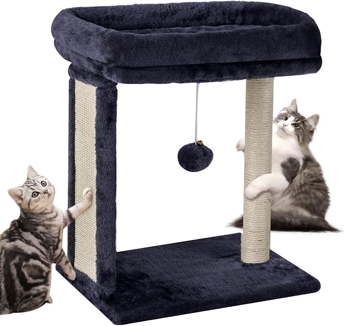 SYANDLVY Samll Cat Tree for Indoor Cats, Scratching Board Scratcher & Perch | Cat Scratching Post with 2 Dangling Balls, Great for Kittens