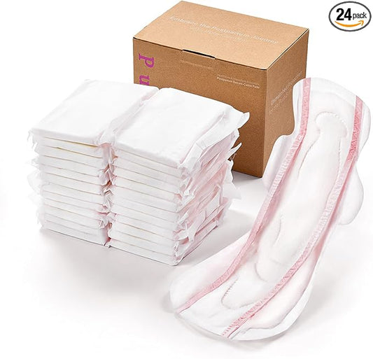 PurComfy 24 Count Premium Postpartum Pads with Wings, Large Maximum Absorbency Postpartum Maternity Pads Ultra Soft Heavy Flow Secure Leak Protection After Birth