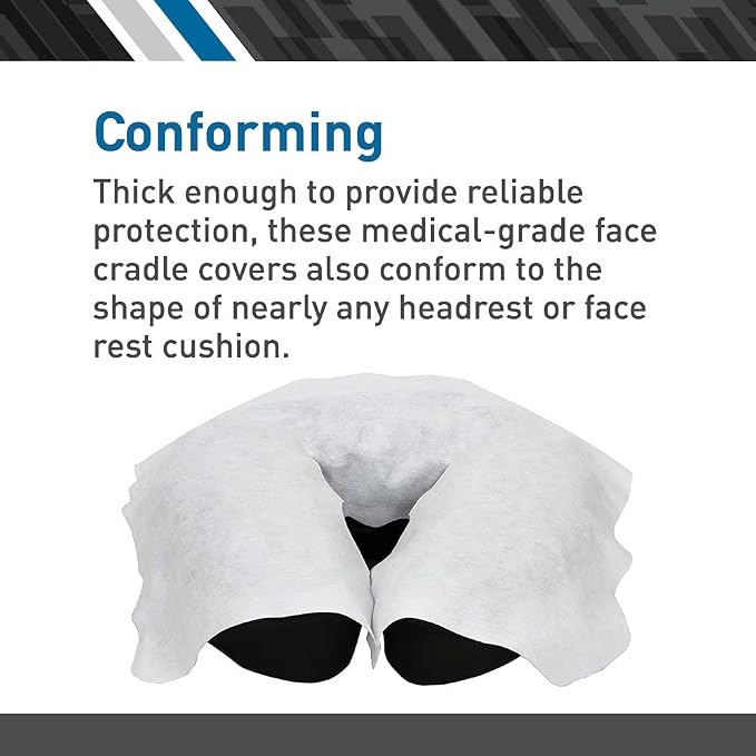 BodyMed Disposable Face Cradle Covers - 12 Pack of 100 Sheets - Medical-Grade, Ultra Soft, Luxurious, Non-Sticking Massage Face Covers/Headrest Covers for Massage Tables & Massage Chairs
