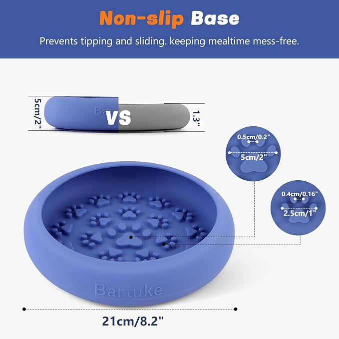 Silicone Dog Lick Bowl, Slow Feeder Dog Bowls with Strong Suction, Blue