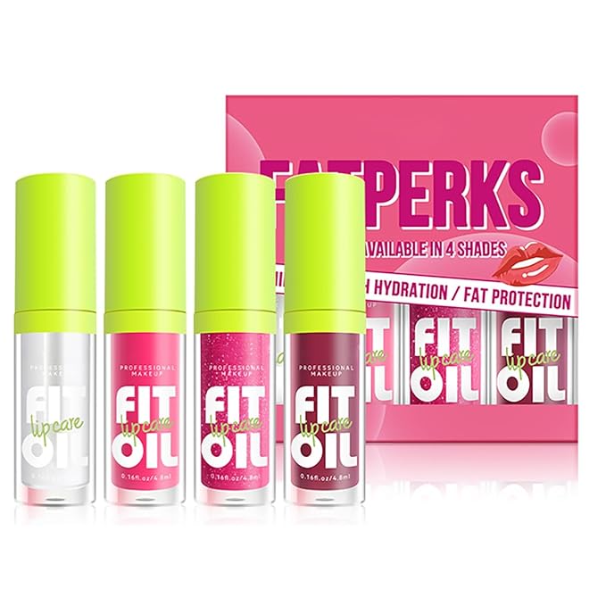 Hydrating Lip Oil, Big Brush Head Lip Glaze Shiny Transparent Lip Glow Oil, Nourishing & Non-sticky Long Lasting Fresh Clear Smooth Lip Care Plumping Lip Oil (Set A)