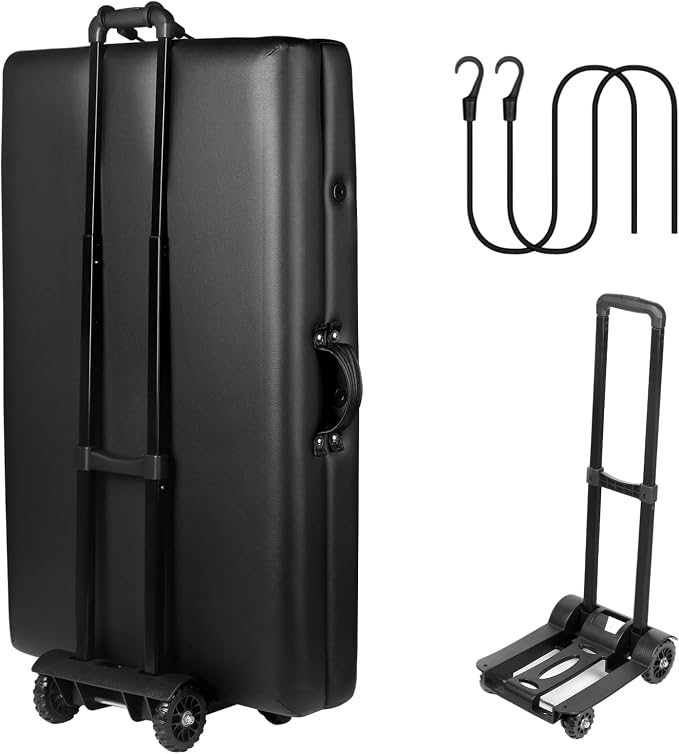 Masajeo Massage Table Cart Portable Massage Table Traveler Cart Massage Table Cart with Wheels Portable Massage Table Carrier Trolley Telescoping Handle Fits Most Sizes Sturdy Foldable Light Durable