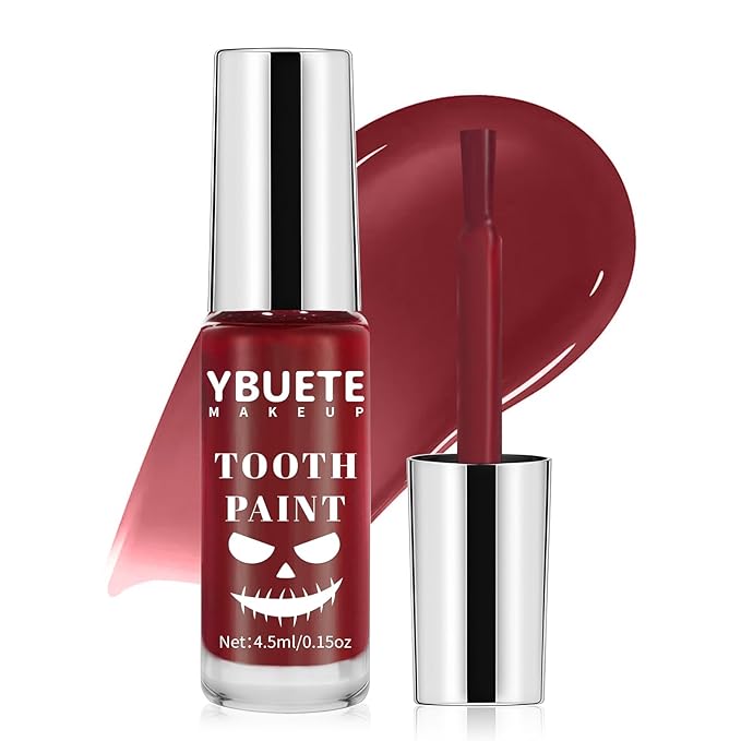 Professional Halloween Red Tooth Paint, Temporary Red Color Tooth Paint，Safe Long Lasting SFX Teeth Paint, Perfect for Cosplay, Halloween Makeup, Theater, Costume Party