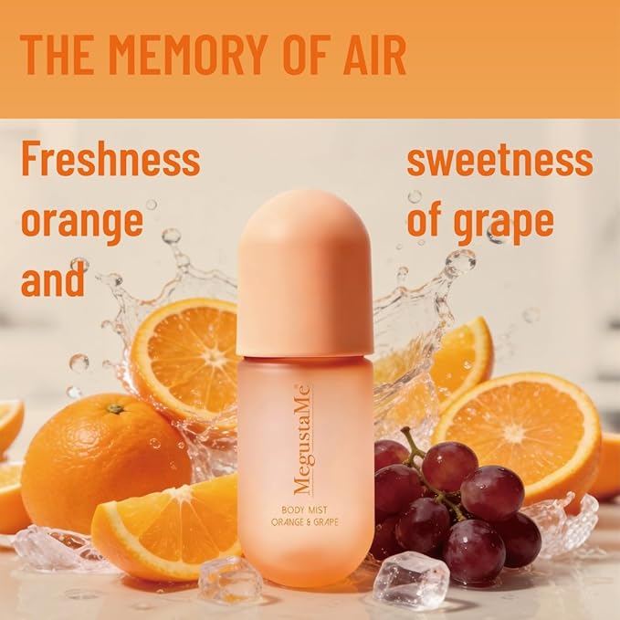 Orange & Grape Body Spray for Women, Long Lasting Citrus Fruits Perfume Mist, Paraben Free Phthalate Free, Lightweight Non-Sticky Gentle Skin Safe Daily Fragrance, Travel Size 3.38 fl oz