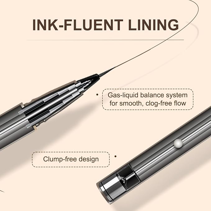 JUDYDOLL Ultra-Fine Liquid Eyeliner - Precision Tip for Wing Line, Smudge-Proof, Quick-Drying, Waterproof, Easy to Get Inner Corner Lined, Hooded Eyes-Friendly (#02 Deep Brown)