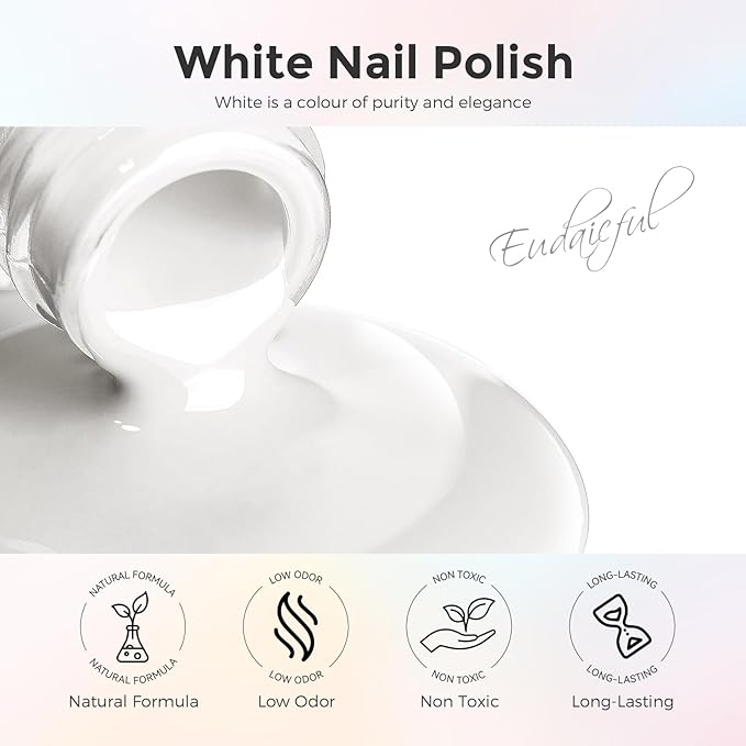 Milky White Nail Polish: Regular Nail Polish Quick Dry Fingernail Polish for Women Non-Gel Air Drying Nail Strengthener, Nail Lacquer for Nail Art Manicure Home DIY, 15ML