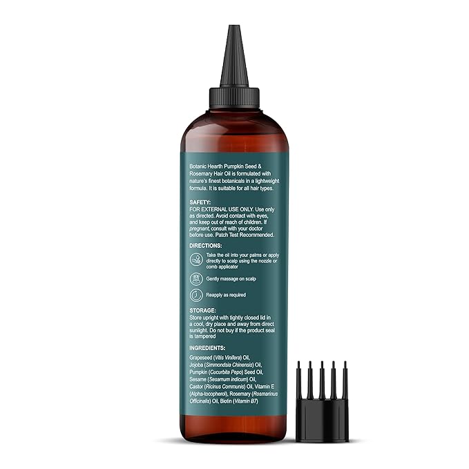 Botanic Hearth Hair Oil for Hair Growth & Hair Relaxer | Strengthening Dry, Frizzy, Damaged Hair & Scalp Treatment | Rosemary & Pumpkin Hair Oil – 6.7 Fl Oz