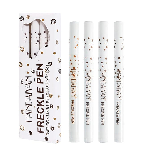 4 PCS Freckle Pen,Natural Lifelike Faux Fake Freckles Makeup Pen,Waterproof Long Lasting Quick Dry (01 Light Brown+02 Natural Coffee+03 Chestnut+04 Dark Brown)