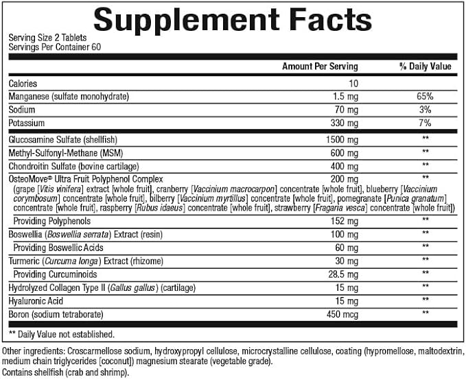 Natural Factors, OsteoMove Joint Care, Extra Strength Support for Joint and Bone Health, Non-GMO, 120 tablets (60 servings)