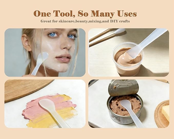 100 PCS of White Color Cosmetic Spatula for Makeup Face Mask Plastic Spoon Disposable Makeup Tools for Mixing and Sampling 4.88'' x 1.06”/Spatulas Skin Care Facial Cream Mask Spatula