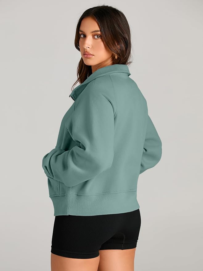 AUTOMET Womens Sweatshirts Half Zip Fleece Pullover Fall Outfits | Fall Fashion Clothes 2026,Cropped Sweatshirts,Cute Y2k Tops,Quarter Zipper Sweater,Winter Loungwear Outfits