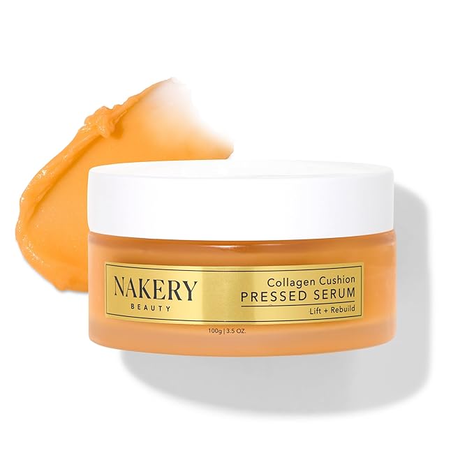 Nakery Collagen Cushion Pressed Serum, Anti Aging Face Cream and Hydrating Serum with Retinol and Peptides, Skin Tightening Cream for Wrinkles and Stretch Marks, Smooths Texture, Made in USA