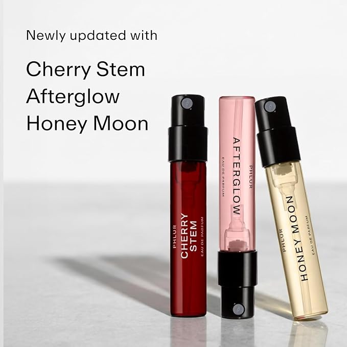 PHLUR Fragrance Discovery Set (2026) - 8pc Perfume Sample Set ft. New Releases Cherry Stem, Afterglow and Honey Moon - 2mL Mini Perfume Fine Fragrance Samples (8 x 2mL)