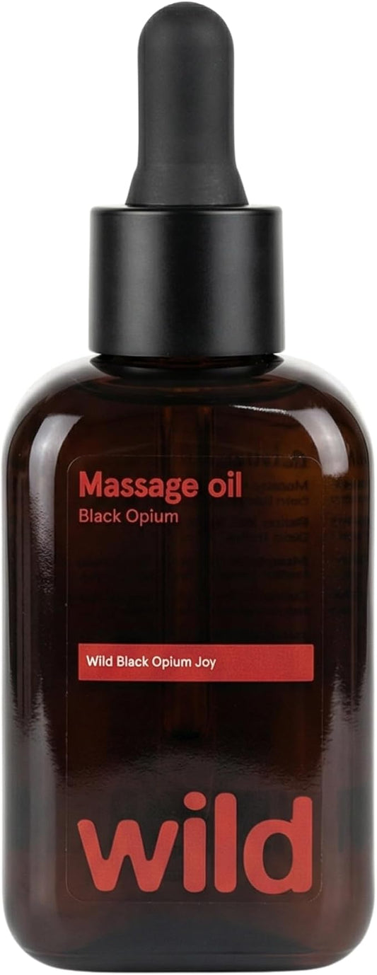 Organic Massage Oil Black Opium – Deeply Hydrating & Relaxing Body Oil for Stress Relief, Ideal for Couples Massage, Aromatherapy & Skin Nourishment with Natural Essential Oils